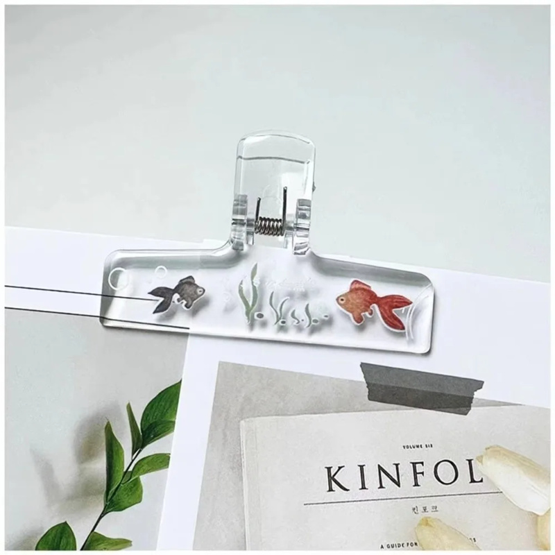Binder Clip Assorted - 1PC Transparent Acrylic Goldfish Binder Clip，Anti-Slip