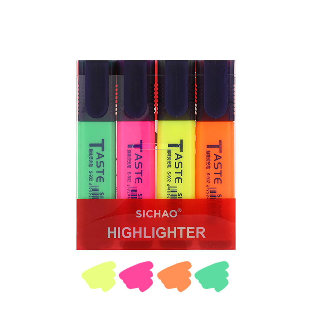 Highlighter Set Pastel - 4PCS Fluorescent Highlighter Pen Set Chisel