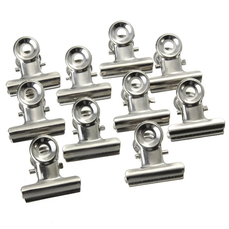 Affordable 10 Pcs Silver Tone  - Binder Clip Assorted 评论和价格