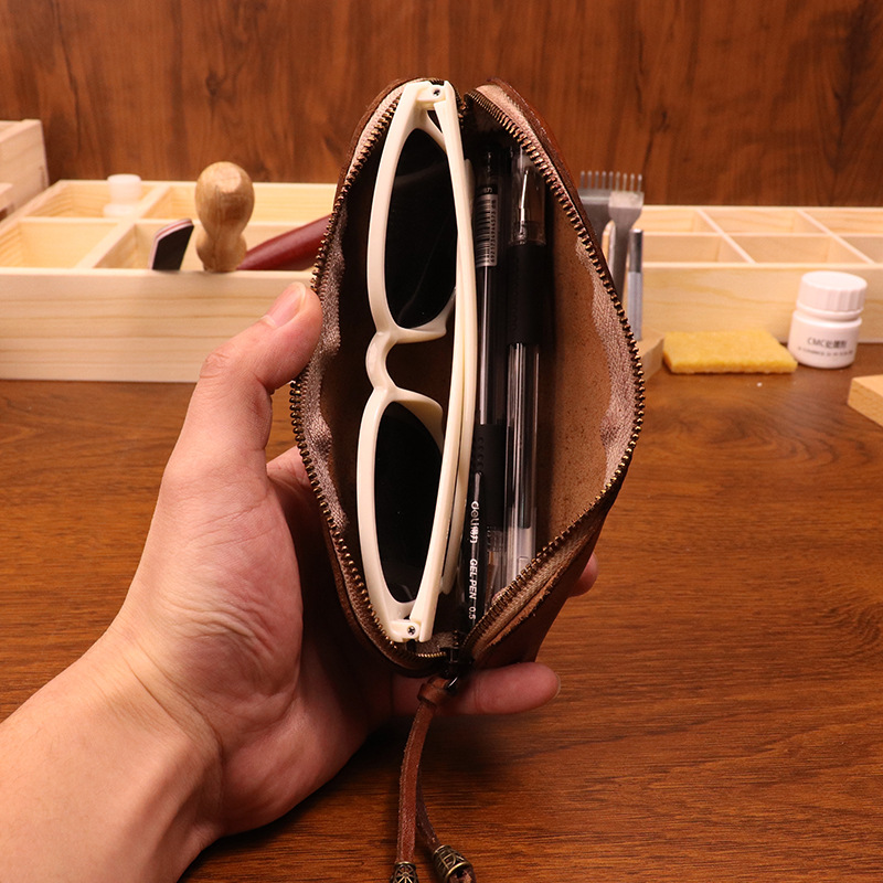 Cowhide pen bag for men vintag - Tan Stationery & Office Supply 评论和价格