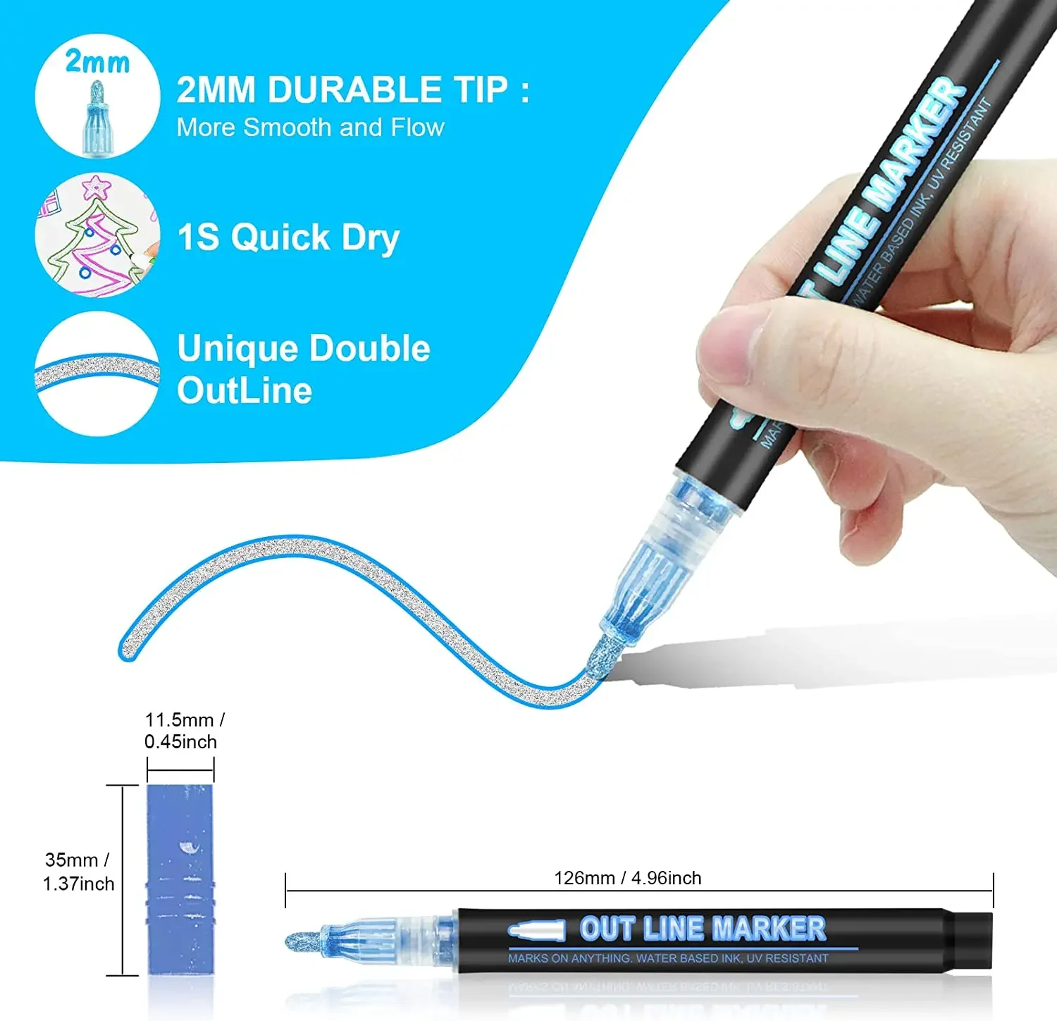 8-60 Color Double Line Outline - Highlighter Set Pastel 评论和价格