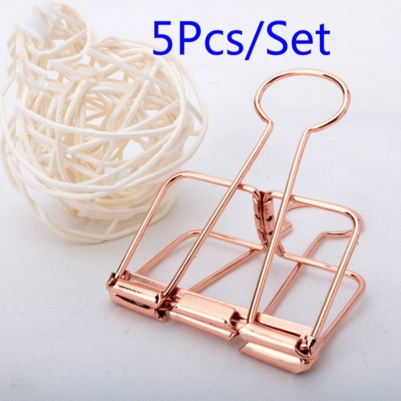 5Pcs Rosegold Binder Clips Pap - Binder Clip Assorted 评论和价格